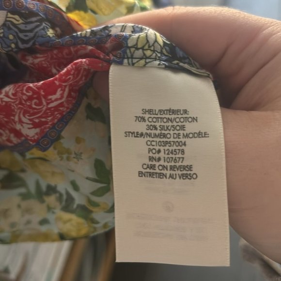 Alice + Olivia Printed Tie Neck Silk Blend Blouse - Picture 11 of 11